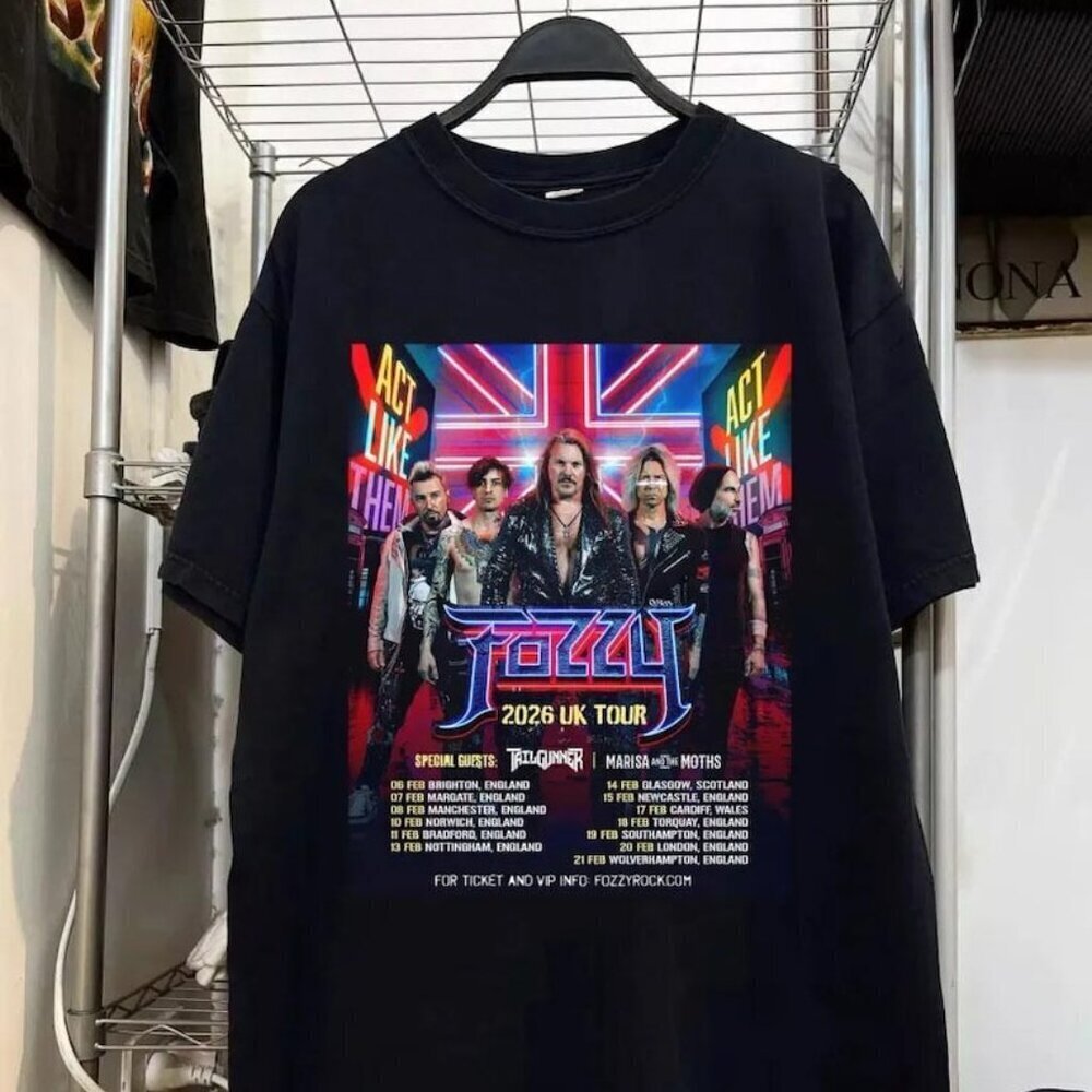 Fozzy Band Tour Shirt 2026, UK Rock Metal Concert T Shirt, Chris Jericho Ban .